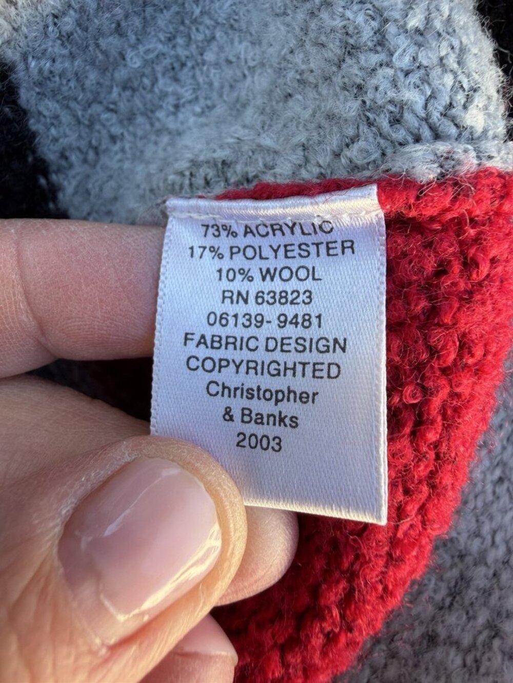 Vintage Y2K Christopher Banks colorblock buffalo plaid cottage cabin cardigan L - Picture 6 of 10